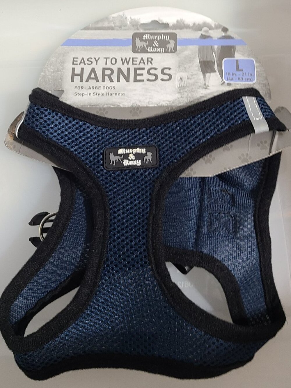 MURPHY & ROXY PET'S HARNESS WITH VELCRO & BUCKLE-BLUE- LARGE